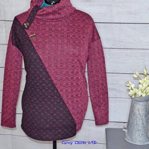Haptics Sweaters - Haptics Asymmetrical cowl neck sweater.